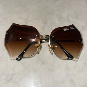 Vintage 70s Christian Dior Rimless Ombre Gradient Lens Sunglasses OBO
